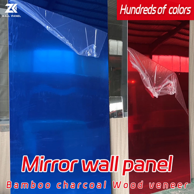 Chất lượng Khách sạn ánh sáng sang trọng PET trang trí tre than gỗ veneer tấm tường gương Nhà máy