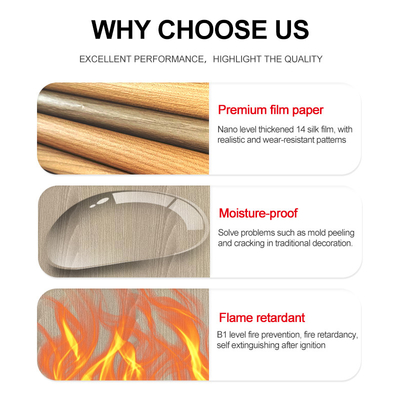 Chất lượng 5MM 8MM gỗ hạt gỗ veneer tre than PVC tường bảng Nhà máy