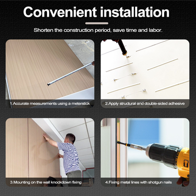 Chất lượng Tấm ốp tường 3D sợi than tre PET vân sóng nước, Veneer gỗ PVC, Bảng xốp Nhà máy