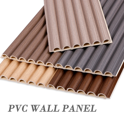 Chất lượng Tấm ốp tường trang trí nội thất 15mm PVC gỗ nhựa dạng vòm Nhà máy
