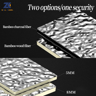 Chất lượng PET 3D Water Ripple Wood Veneer 8mm Mật độ cao Cây tre Than gỗ Bàn tường Nhà máy